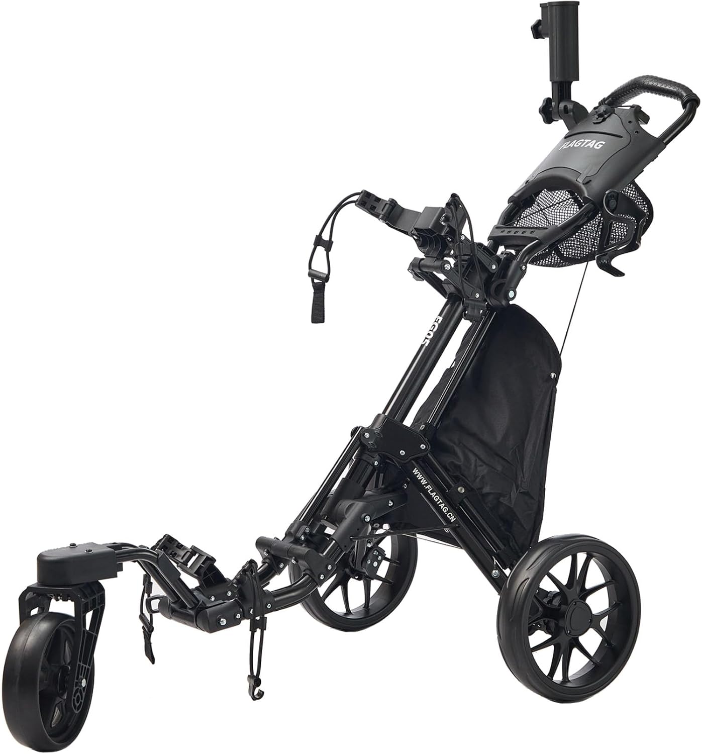 Golf Push Cart 3 Wheel with 360 Swivel Front Wheel,Lightweight and Foldable Walking Golf Cart,One-Click Foldable,with Foot Brake