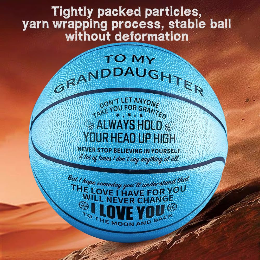 Personalized Inspirational Basketball Gift for Granddaughter - Custom Engraved Motivational Sports Ball | Unique Birthday, Graduation & Back to School Present for Athletic Girls