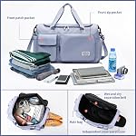 Sac de voyage pour femmes hommes, Sac de gymnastique étanche avec compartiment de chaussures, Sac pliable léger, Sac d'entreposage, Sac pour organisateur sec et humide, Grand sac week-end pour le voyage sportif (bleu)
