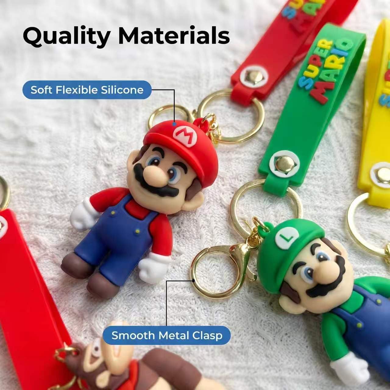 Mario Ctue Anime Keychain, 6-Piece Key Chain Wristlet Car Charms,Kawaii Cartoon Backpack Keychain image 4