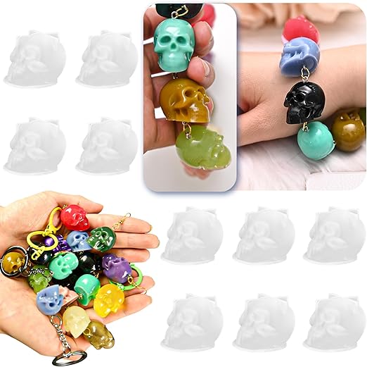 10 PCS Mini Skull Resin Molds, Halloween Silicone Molds for