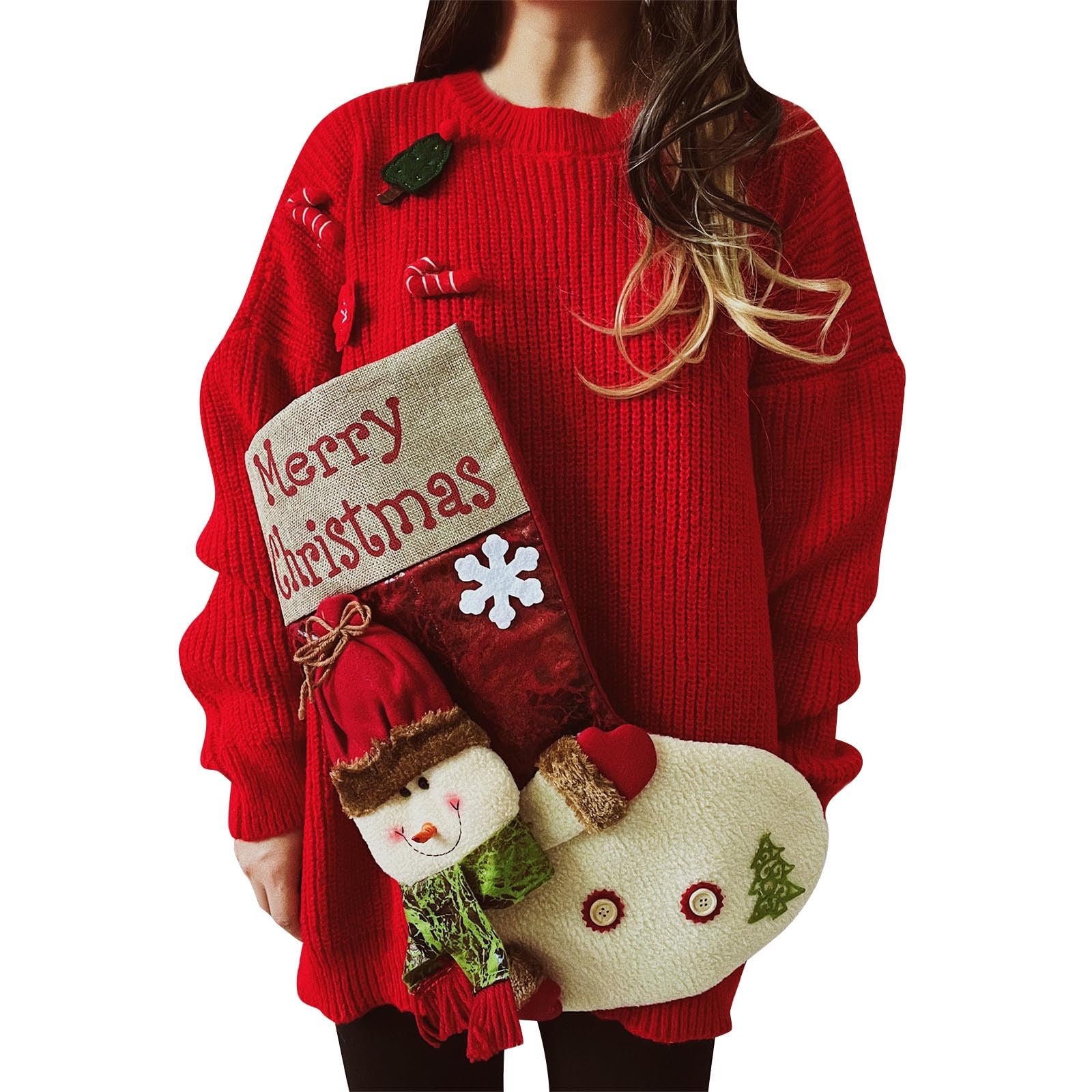 Genérico para mujer, suéter de Navidad, cuello redondo, otoño, invierno, regular, al aire libre, diario, moda, informal, suave, manga larga