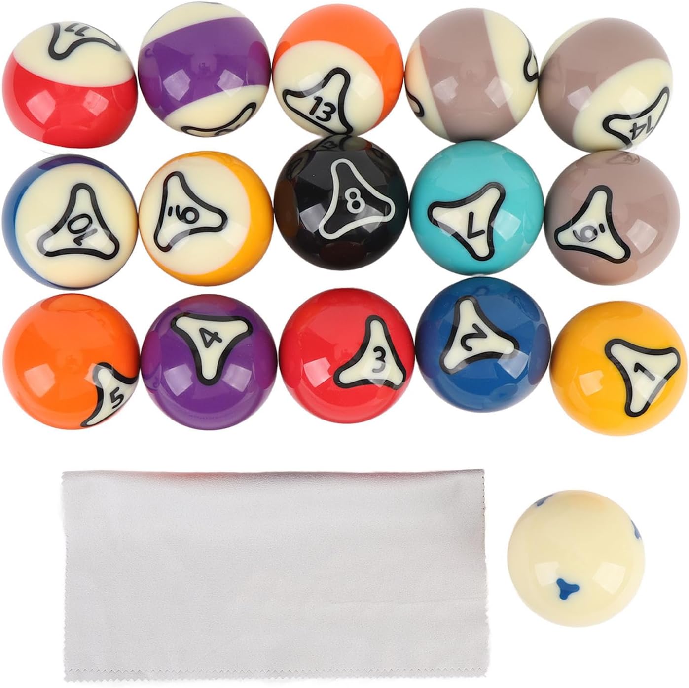 Billiard Balls Set Pool Ball Set 16Pcs Billiard Balls Set US Style Pool Ball Resin 57.2mm Dia for Tournament Practice