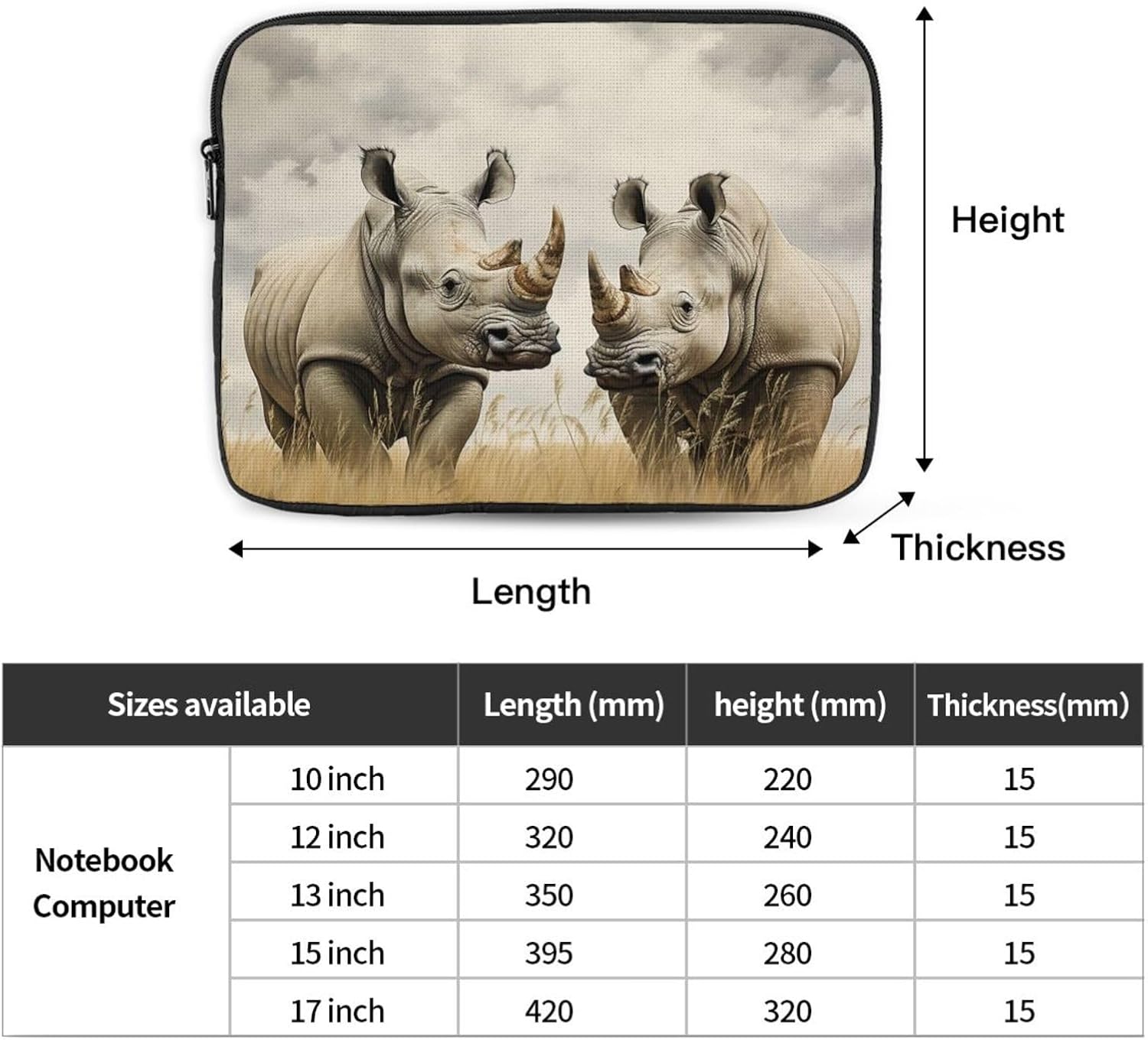 10 Inch Laptop Sleeve Bag Waterproof Shockproof Laptop Case Bag Two Rhinos Lightweight Tablet Carrying Case image 4
