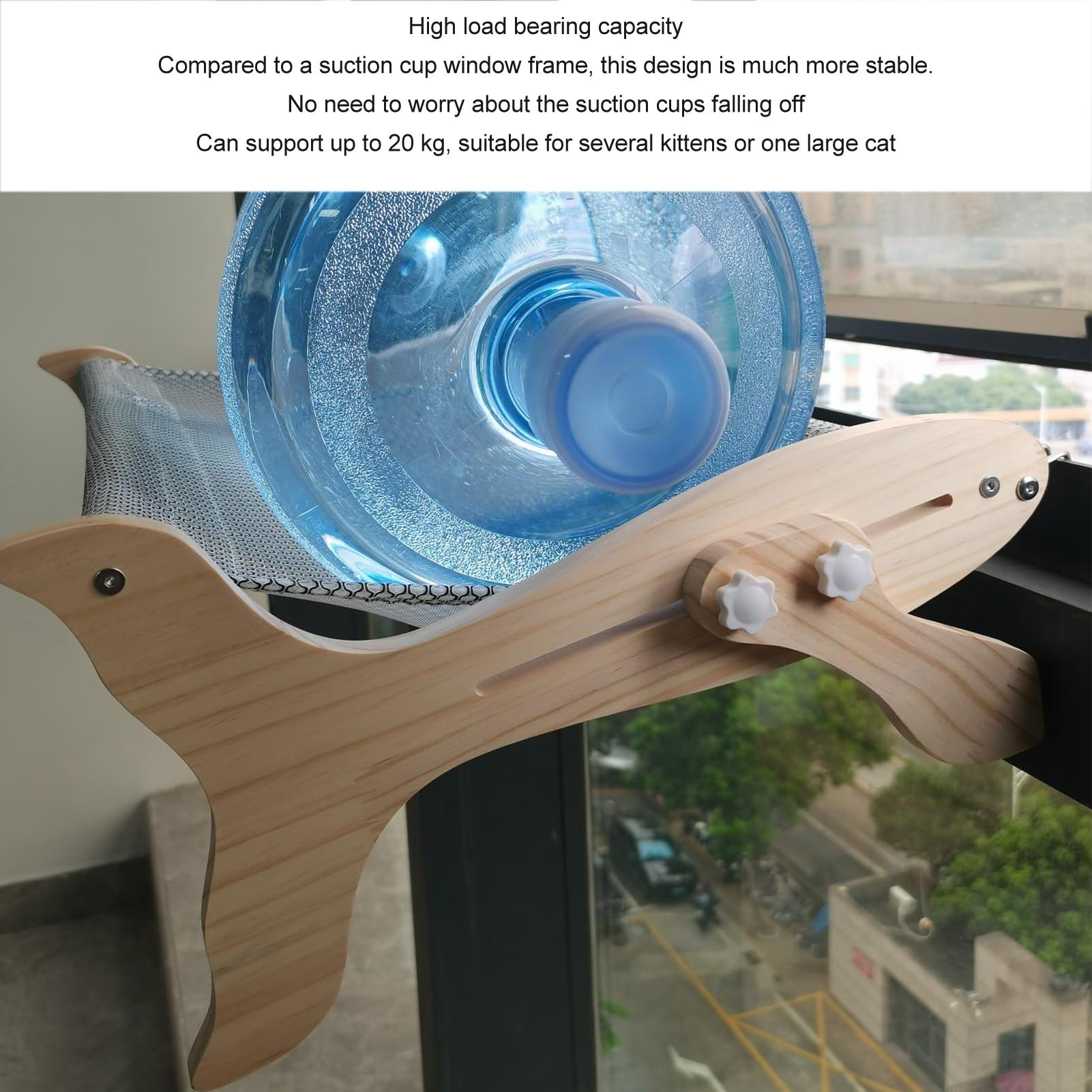 Amaca for Gatti con Struttura in Legno e Metallo for Gatti da Interno, Facile da Regolare, Amaca for Gatti di Grandi Dimensioni e Gattini, for davanzali, comodini, cassetti e armadietti