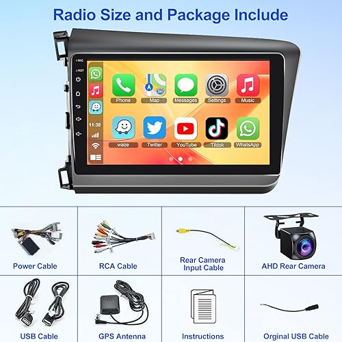 Miniatura 8 de Android 2G+32G estéreo del coche para Honda Civic 2012 2013 2014 2015 con navegación GPS 9 pulgadas HD pantalla táctil coche radio con Bluetooth FM