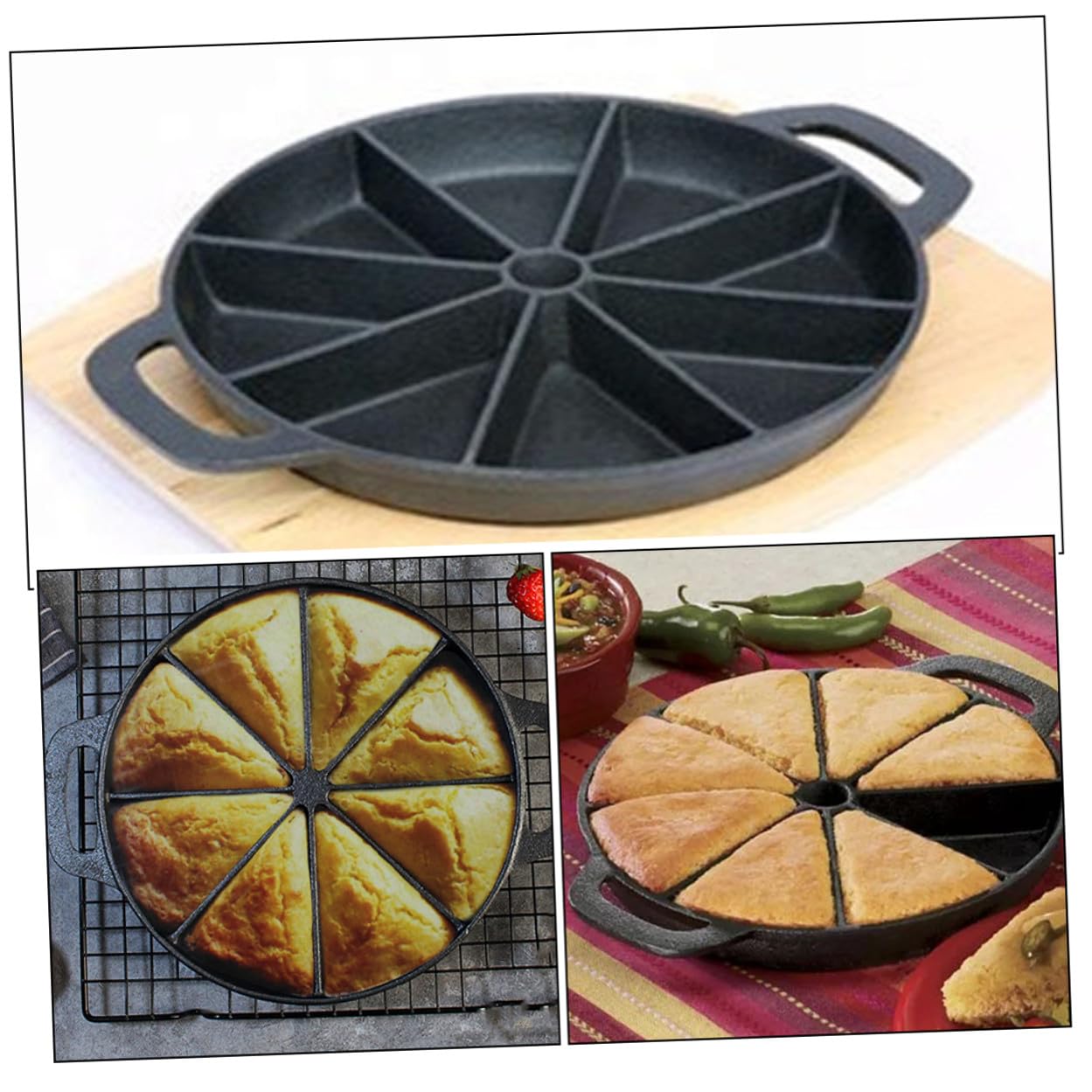 Gusseiserne Runde Brotform mit 8 Kanten und Sicheren Doppelgriffen Vielseitig für Herd und Backofen in Moderner Küche Robuste Backform für Maisbrot und Kuchen