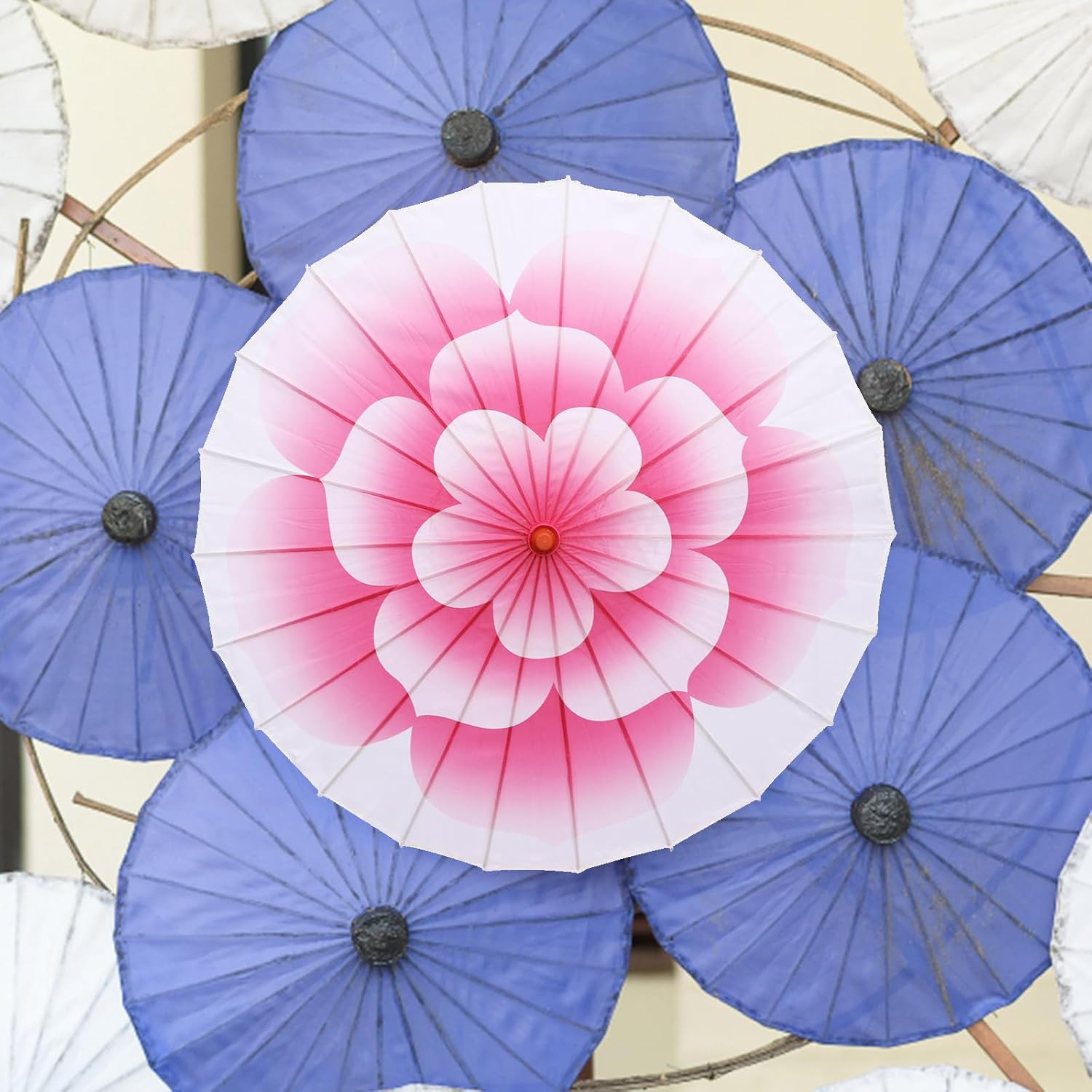 Handmade Peony Flower Oil Paper Umbrella for Decoration and Parties
