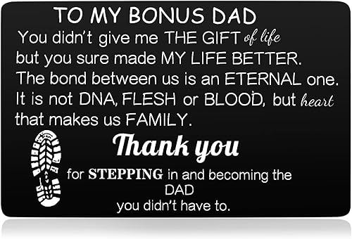 Ralukiia Step Dad Wallet Insert Card for Bonus Dad, Fathers Day Cards from Step 