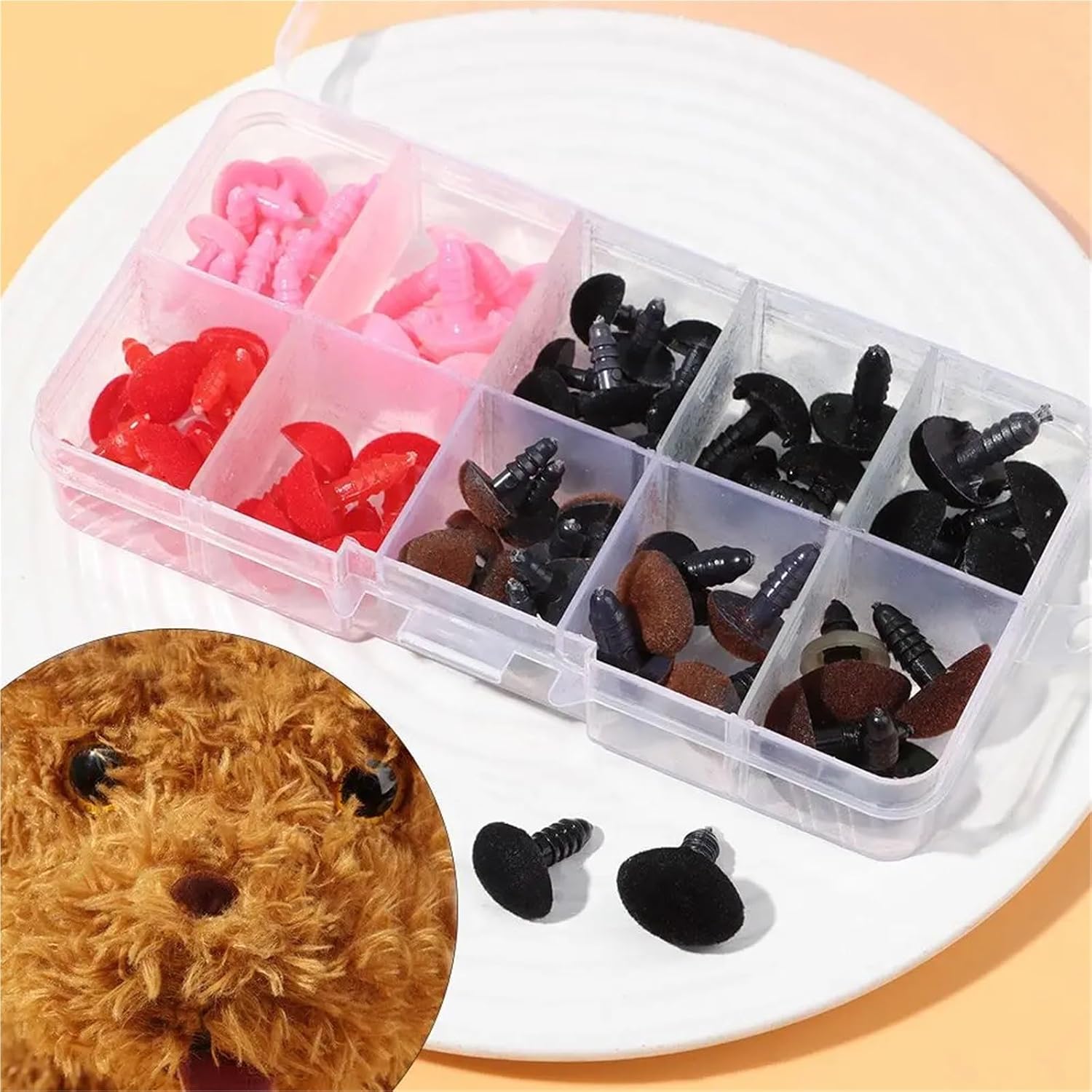 Flocking Safety Toy Noses 70pcs 3 Boxes for Amigurumi Bear Stuffed Doll Making