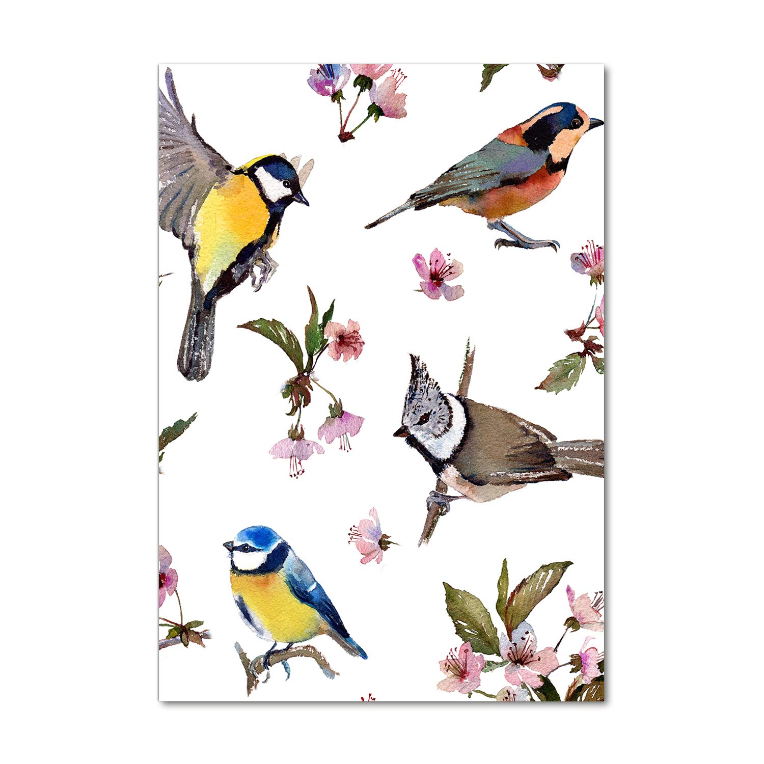 Tableaux pour la Mur en Plexiglas Lumineux | Impression de Prestige Oiseaux et Fleurs 70x100