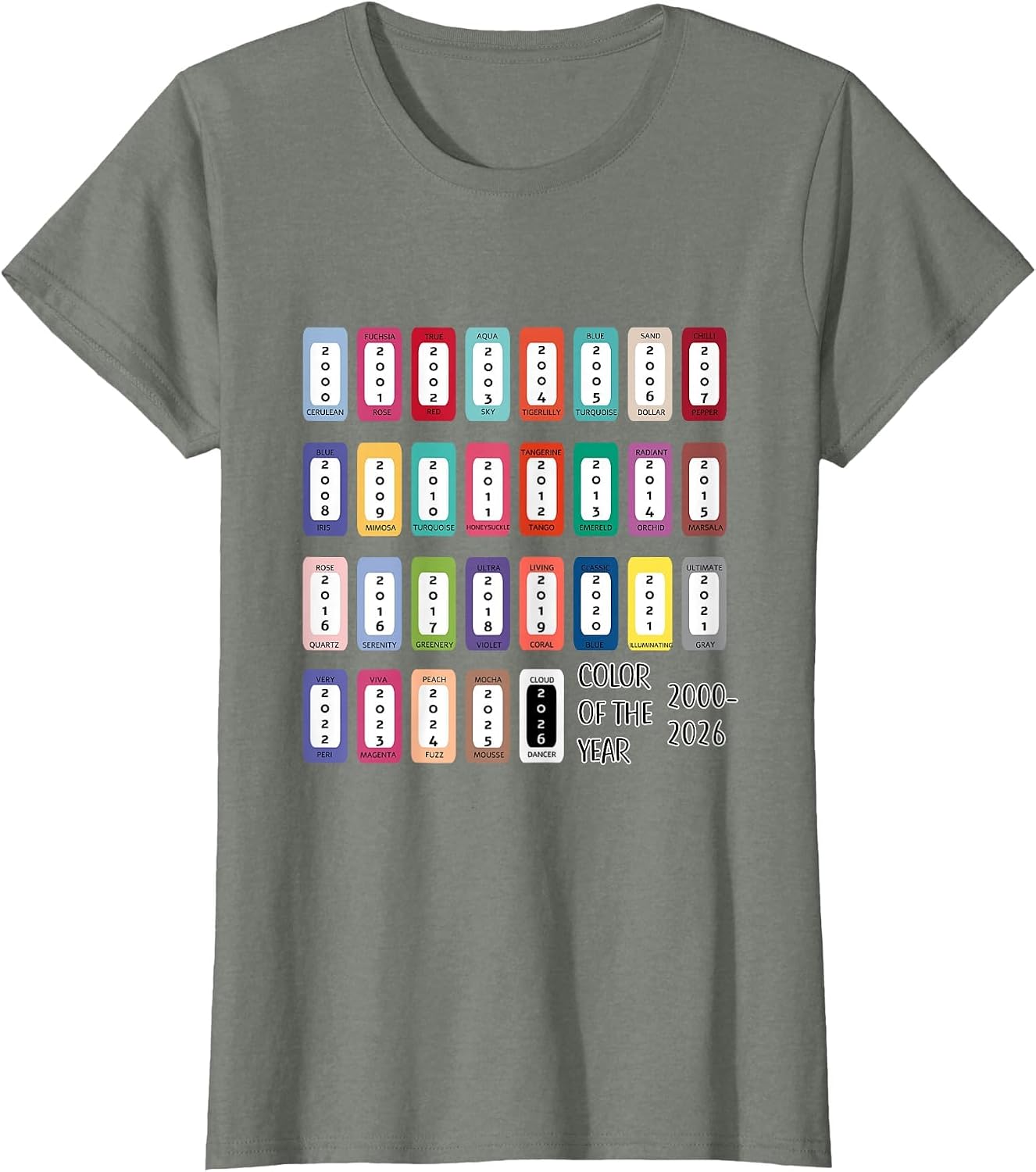 Every Color of THE Year 2000-2026 Including Cloud Dancer T-Shirt image 5