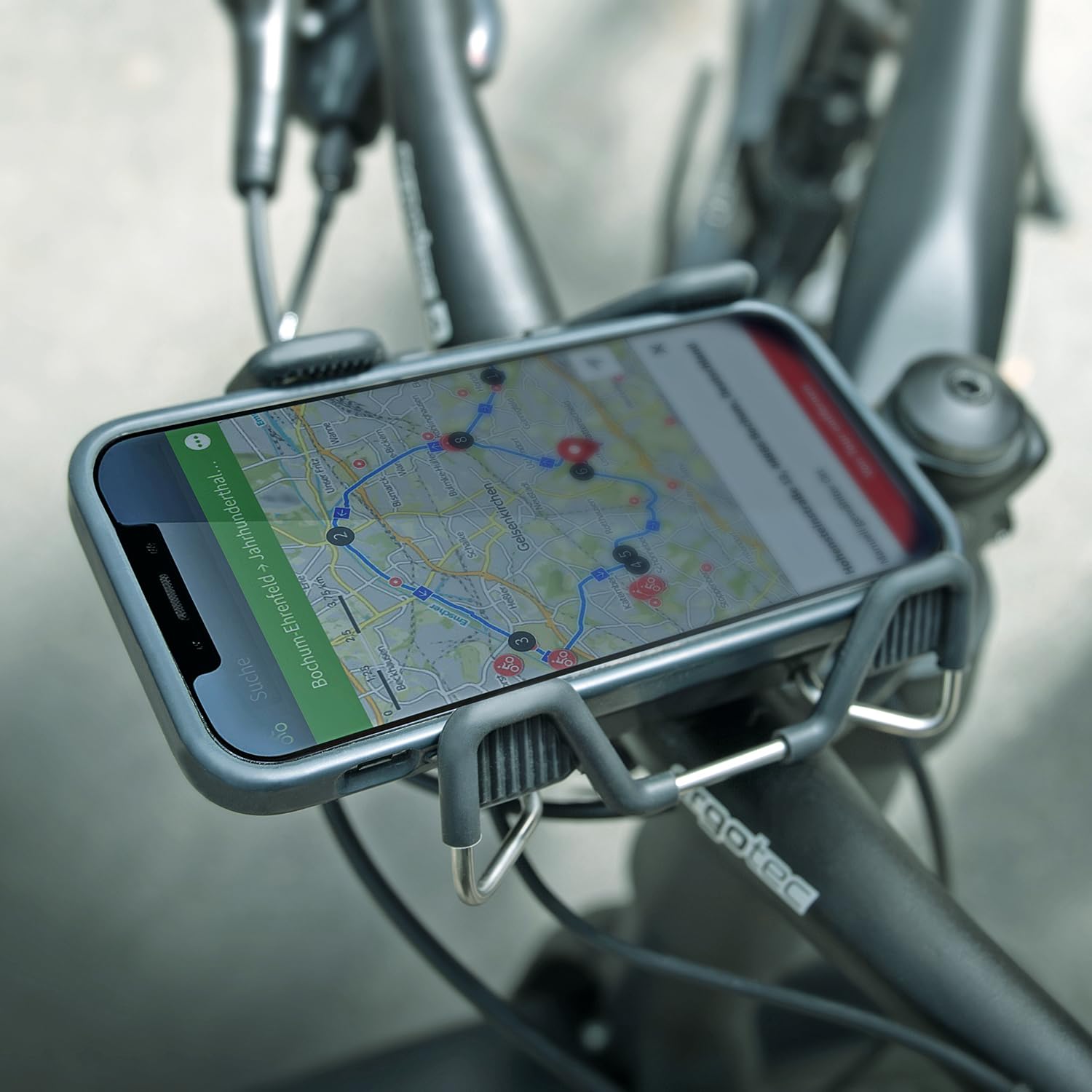 SKS GERMANY SMARTGRAB 360 Handyhalterung (Smartphone-Halter für den Lenker, automatische Klemmung durch Scherentechnik, 360° drehbar für Hoch- und Querformat, 20,5–35 mm Durchmesser, Made in Germany)