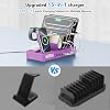 Estación de carga 600W para múltiples dispositivos, cargador inalámbrico 15 en 1 con 2 cables de carga USB C de 100W, estación de carga USB C dual de 100W para MacBook, iPhone, iPad, Tablet (púrpura) 5