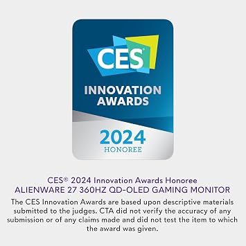 Alienware AW2725DF 27 Inch QHD (2560x1440) Gaming Monitor, 360Hz, QD OLED, 0.03ms, AMD FreeSync Premium Pro, 99.3% DCI-P3, HDR400, USB-C, 2x DisplayPort, HDMI, 4x USB,