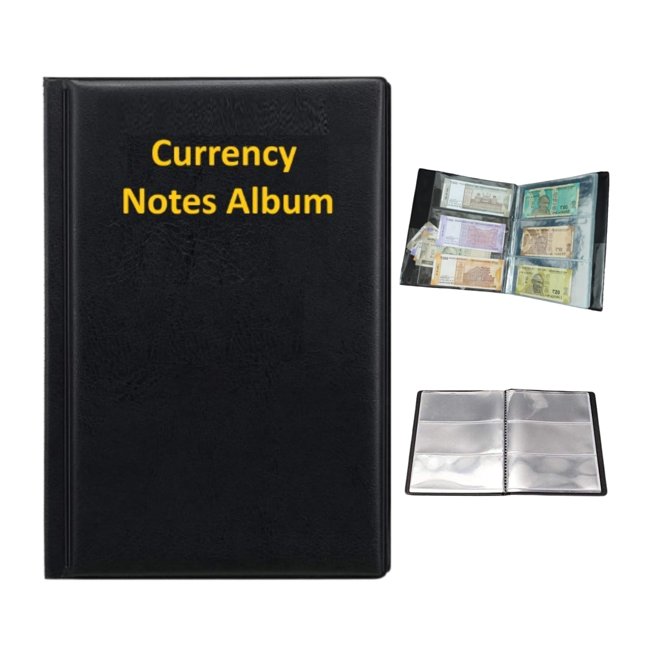 ANG Currency Album for Notes (90 Pockets) - Faux Leather Cover Currency Note Collection Album - Fits Big Currency Notes (Black)-image-15