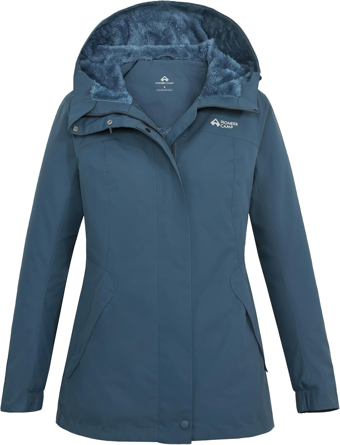 Pioneer Camp Women's Ski Jacket 10000mm Waterproof Warm Insulated Coat Fleece Lined Winter Jacket with Hood & Zip Pockets