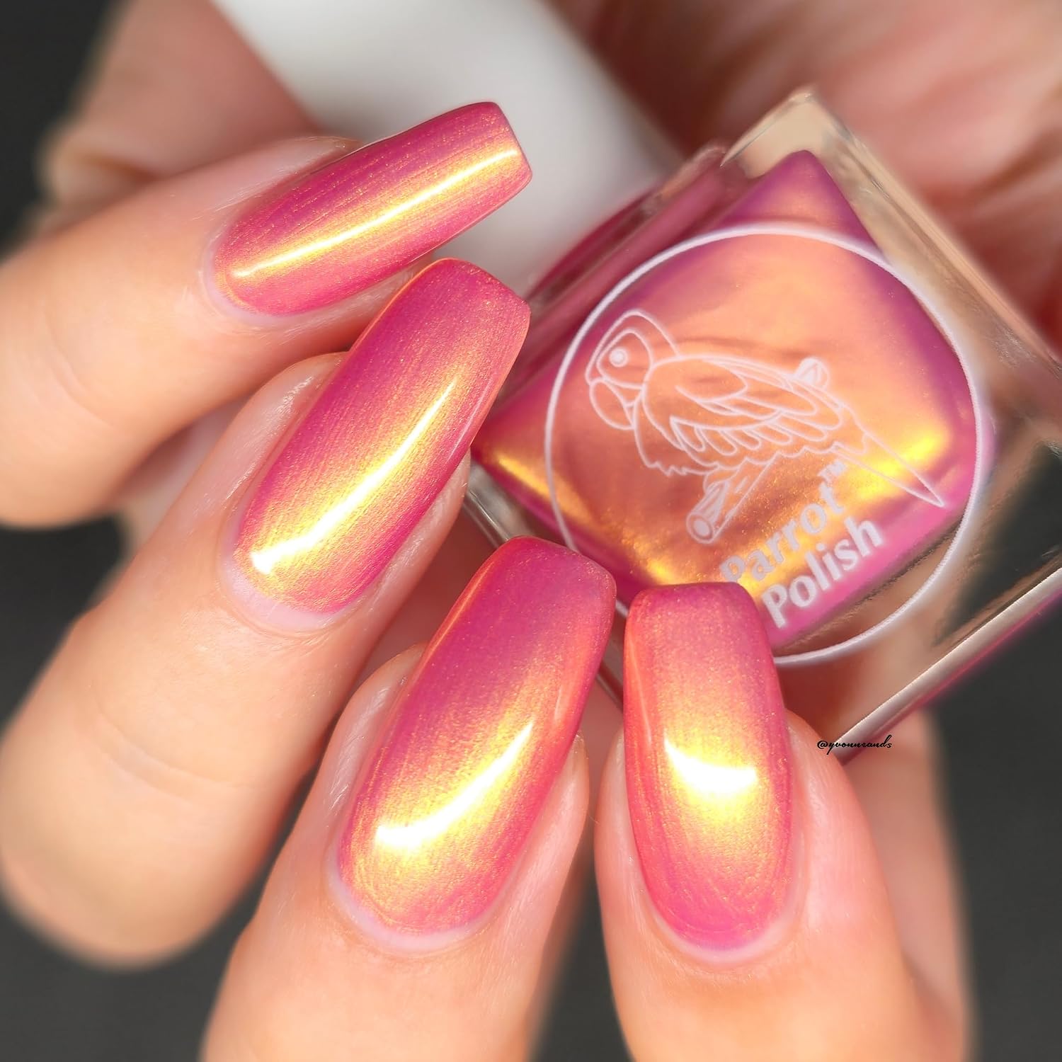 Parrot Polish Shimmer Nail Polish, Quick Dry Metallic Pink Fingernail Lacquer, Long Lasting Chrome Nail Enamel, Idaho Falls, 0.5 Fl Oz
