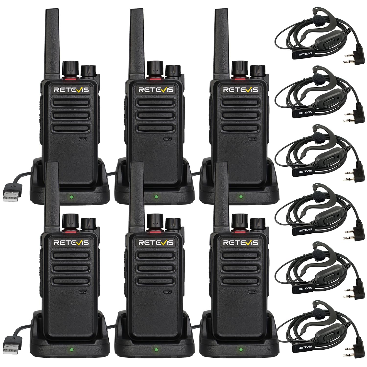 Retevis RT68 Business FRS Walkie Talkies Long Range with Earpieces 6 Pack — Amazon image 17