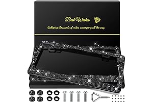 2 Pack Bling License Plate Frames for Women, Sparkly Rhinestone Diamond Car Accessories
