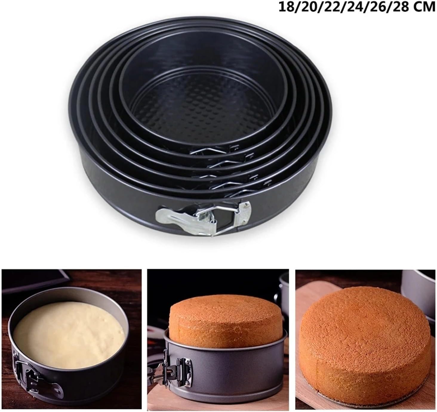 18/20/22/24/26/28 CM Universal Pan Carbon Steel Baking Mold Bakeware Non Stick Spring Form Round Cake Tool Kitchen Gadget(28 CM)