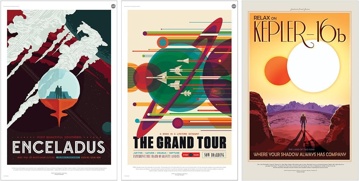 PosterOffice NASA JPL Space Travel Posters (ALL 15 POSTERS) 11" x 17" - Guaranteed Certified Prints with Holographic Numbering for Authenticity. Each poster is 11"x17" in size.