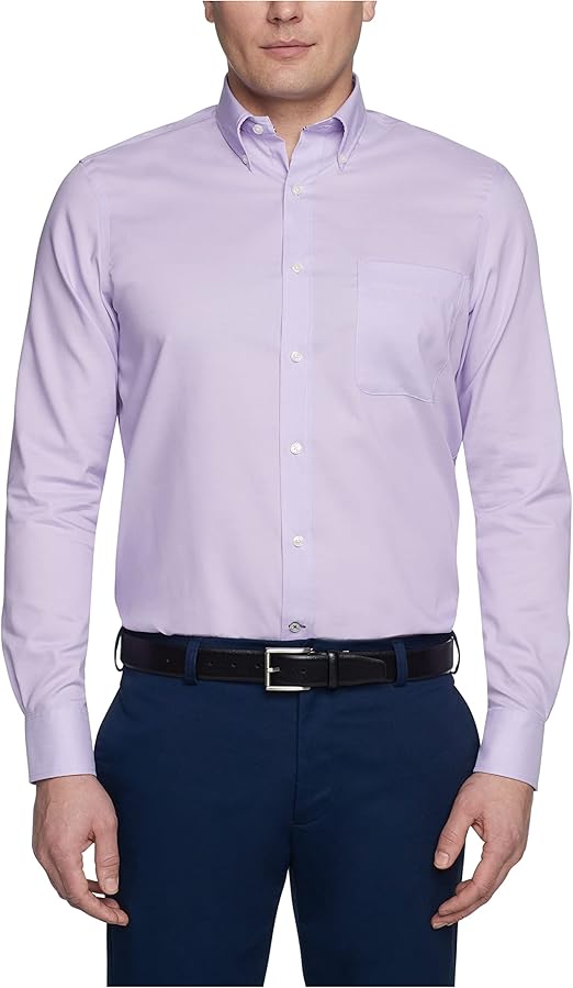 Tommy Hilfiger Men's Regular Fit Non Iron Solid Button Down Collar
