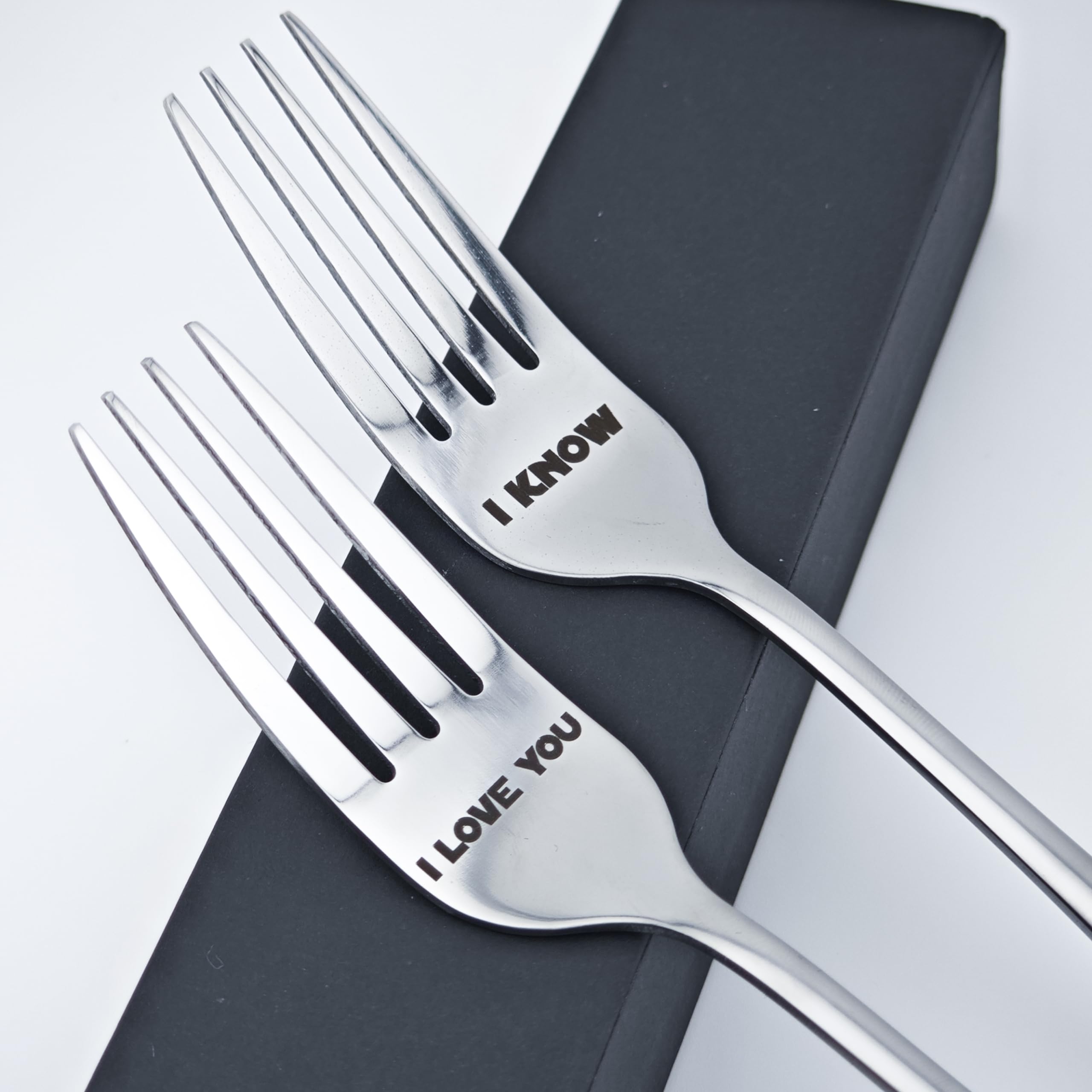 I LOVE YOU/I KNOW Pair of Forks For Couple 7.9" Laser-engraved Fork With Gift Box, Valentine Gift For StarWars Fans — Amazon image 6