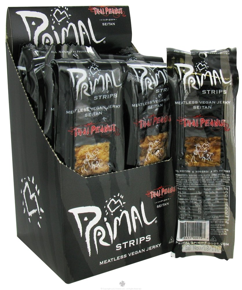 Primal Spirit Meatless Vegan Jerky Thai Peanut 1 Oz. (24 Count)