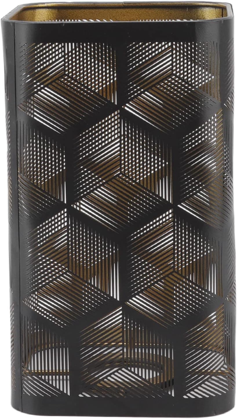 Square Metal Lamp Shade, E27/E26 Flower Carved Pattern Lampshade Modern Hollow Decorative Lamp Shade for Table Lamp Floor Light Home Decor Black