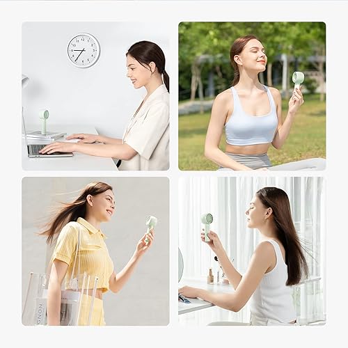 Miniatura 8 de JISULIFE Mini ventilador portátil, diseño seguro sin aspas, potente ventilador de mano turbo con 5 velocidades, 16 horas de tiempo máximo de
