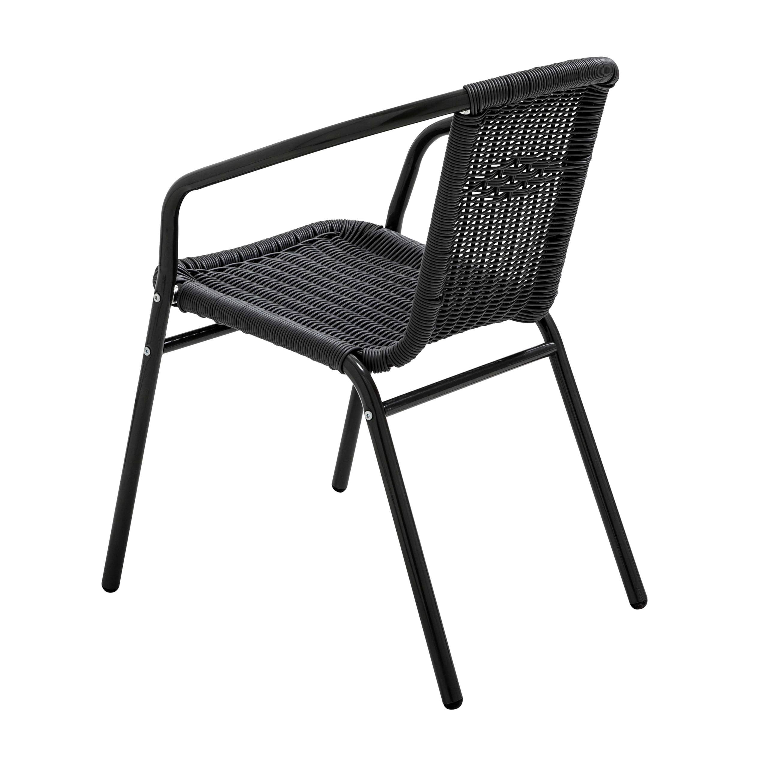 Oviala Lot de 4 fauteuils de Jardin Aluminium et résine Noir