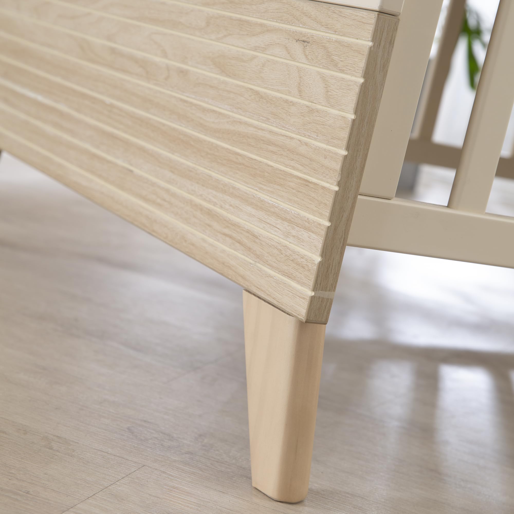 roba Cuna Sidney 70x140 cm – Cuna evolutiva con patas de madera maciza – Altura regulable – Convertible en cama junior – Beige