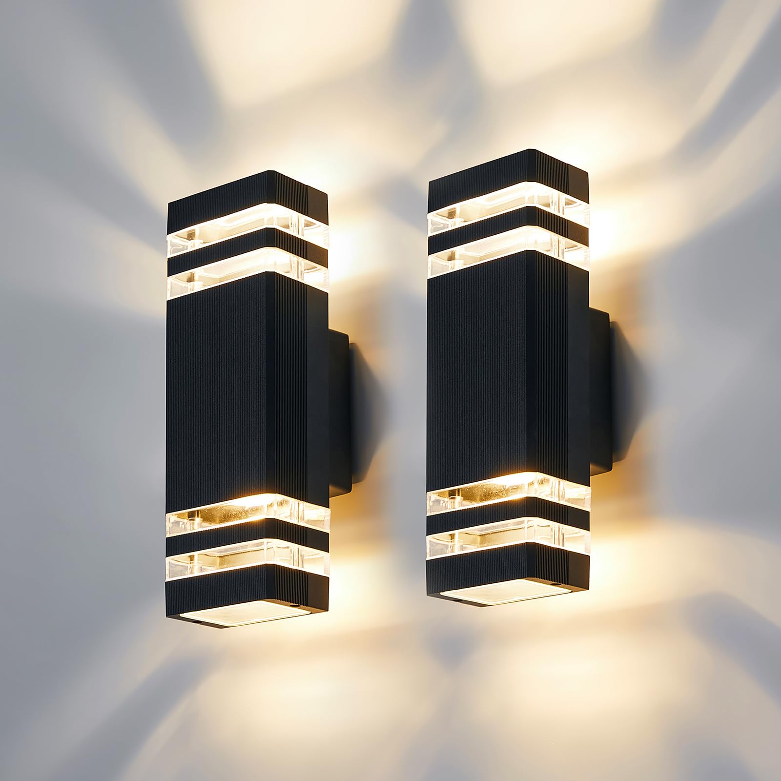 Luces de pared para exteriores alimentadas por red exterior hacia arriba, luces LED IP65 para puerta delantera, luz exterior cuadrada GU10 moderna iluminación eléctrica externa montada en la