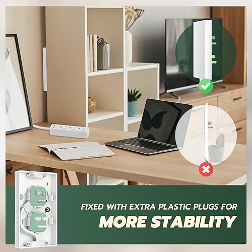 Miniatura 4 de Saker Regleta de alimentación corrector de salida  Cable de extensión de enchufe plano de 5 pies con 3 tomas, 1625 W  Tamaño universal a prueba de