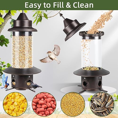 Miniatura 5 de Comederos para pájaros para colgar al aire libre, comederos para pájaros silvestres a prueba de ardillas para exteriores, capacidad de semillas de 5