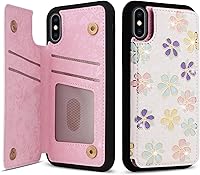 Vista 322 de UEEBAI Funda tipo cartera para iPhone 15 Pro Max con tarjetero, cubierta de cuero PU con soporte, bloqueo RFID, doble cierre magnético, relieve