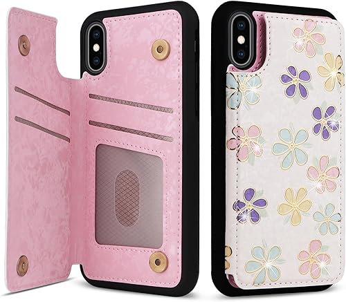 Miniatura 322 de UEEBAI Funda tipo cartera para iPhone 15 Pro Max con tarjetero, cubierta de cuero PU con soporte, bloqueo RFID, doble cierre magnético, relieve de