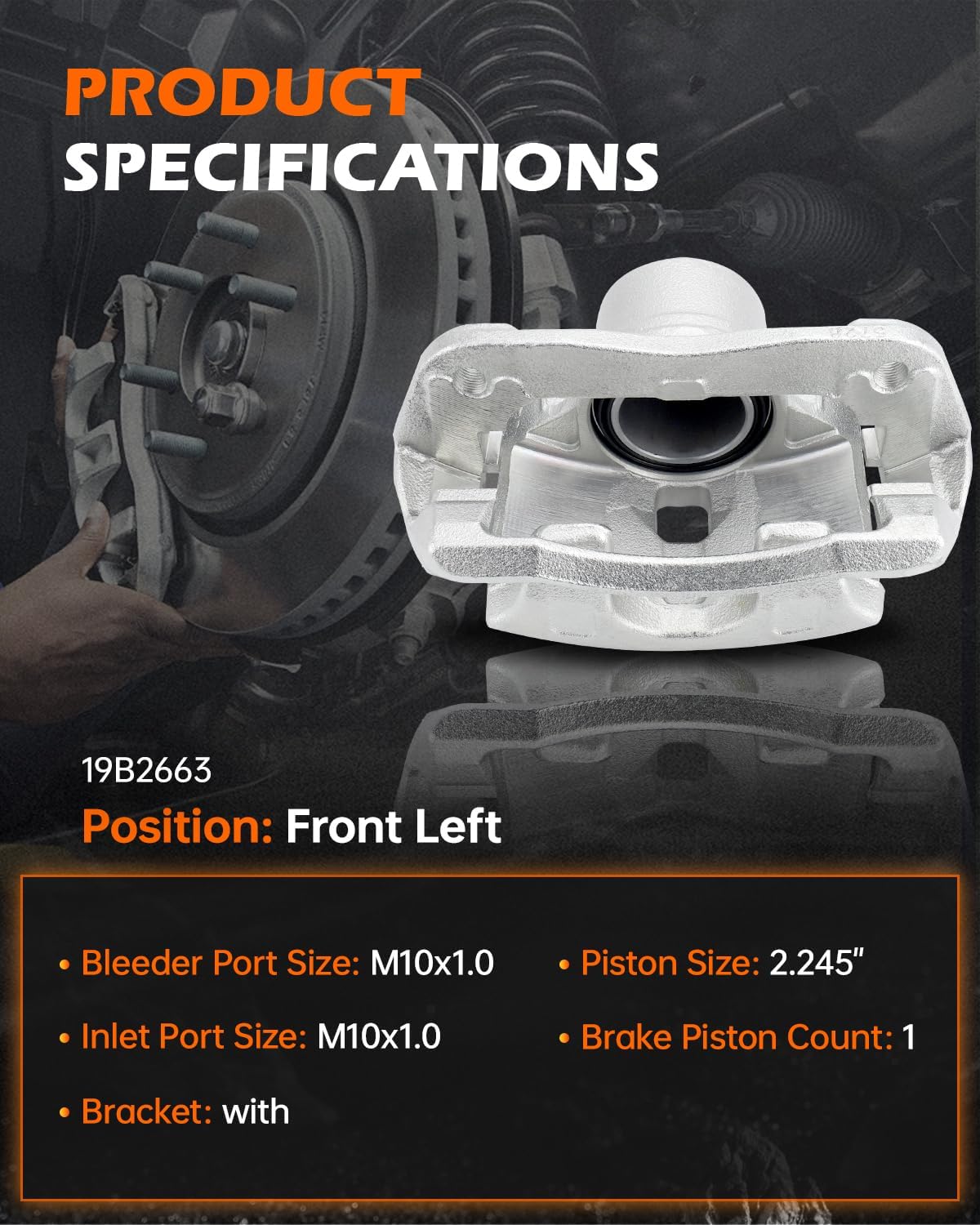 GAHA 19B2663 Front Left Disc Brake Caliper Assembly with Bracket for Honda CR-V 2002-2004, Honda Element 2003-201