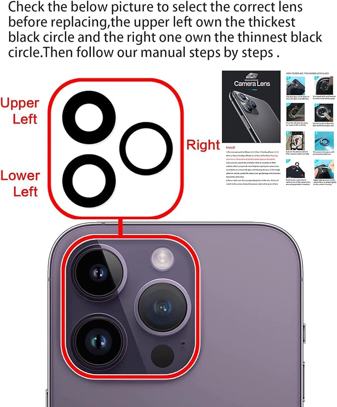 Repuesto lente trasero para cámara iPhone 14 Pro y 14 Pro Max miniatura 4