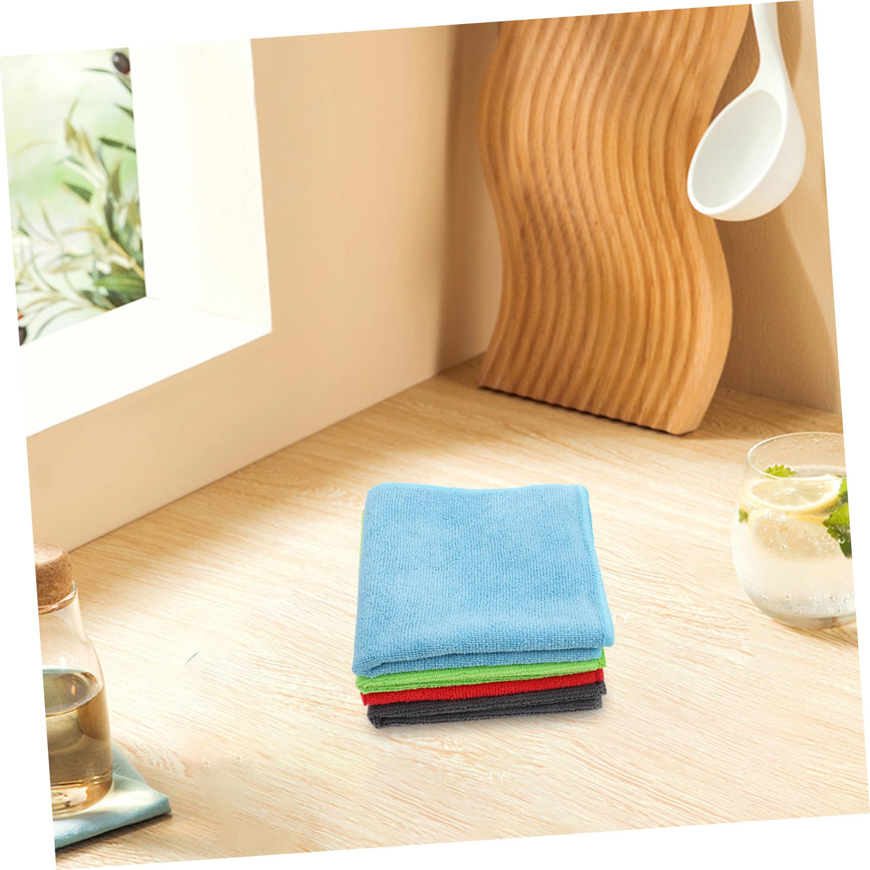iplusmile 24 Piezas Paños de Microfibra Absorbentes para Cocina y Coche Toallas Multiusos Resistentes y Suaves para Lavado y Secado Colores Rojo Gris Azul y Verde