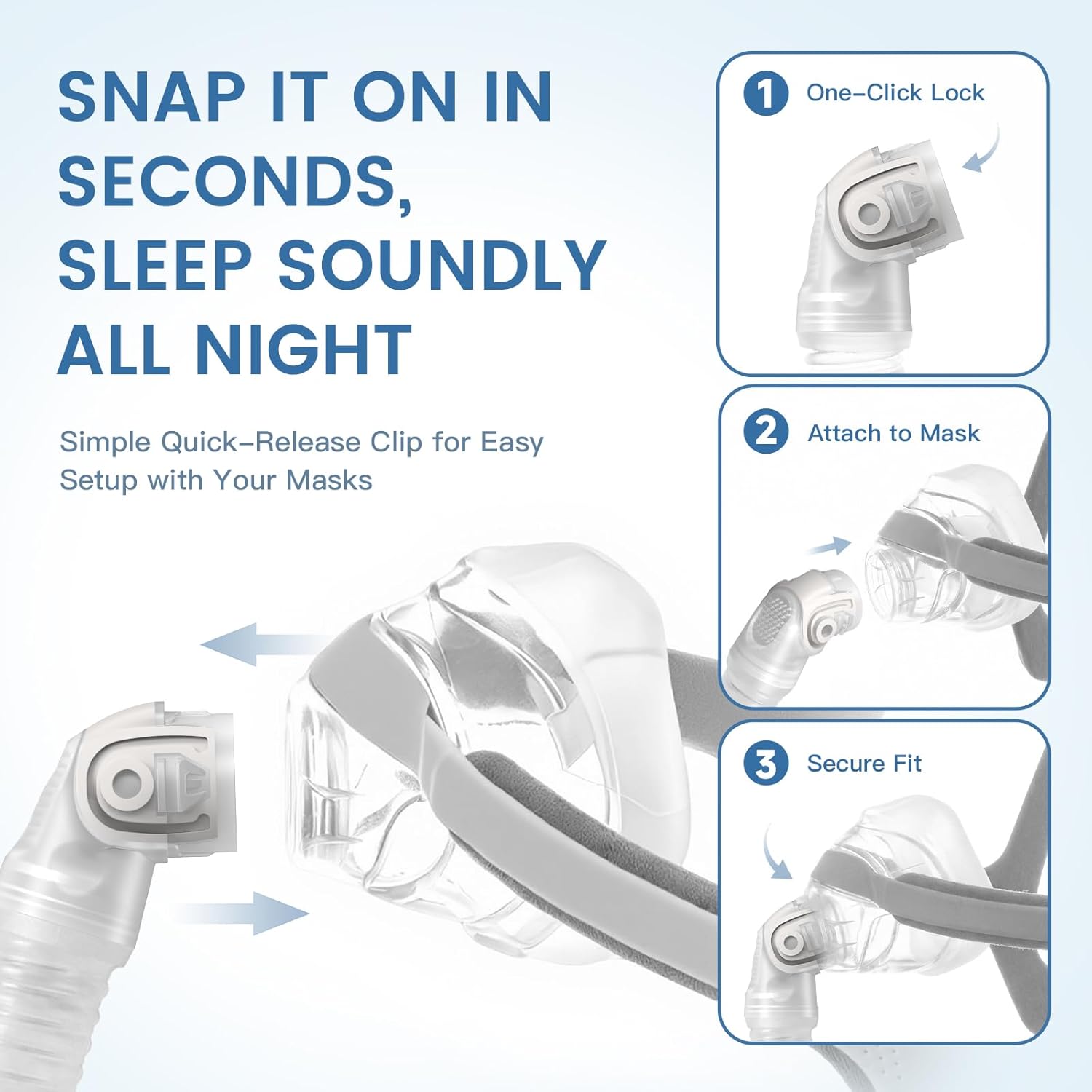 3 Pack Replacement Tube for Airfit N20 Cpap Masks, Replacement Short Hose Assembly Compatible with Airtouch N20, Reduce Noise and Leakage, CPAP Supplies Accessories, Included 3PCS Short Tubes Only