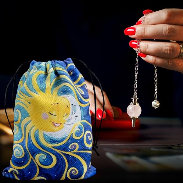 Sac de Tarot De Jeu De Société, Sac De Cartes Oracle, Sacs de Rangement avec Cordon de Serrage Pour Cartes De Tarot Et Dés 13 x 18 cm, Pochette À Bijoux En Velours Composite - 5