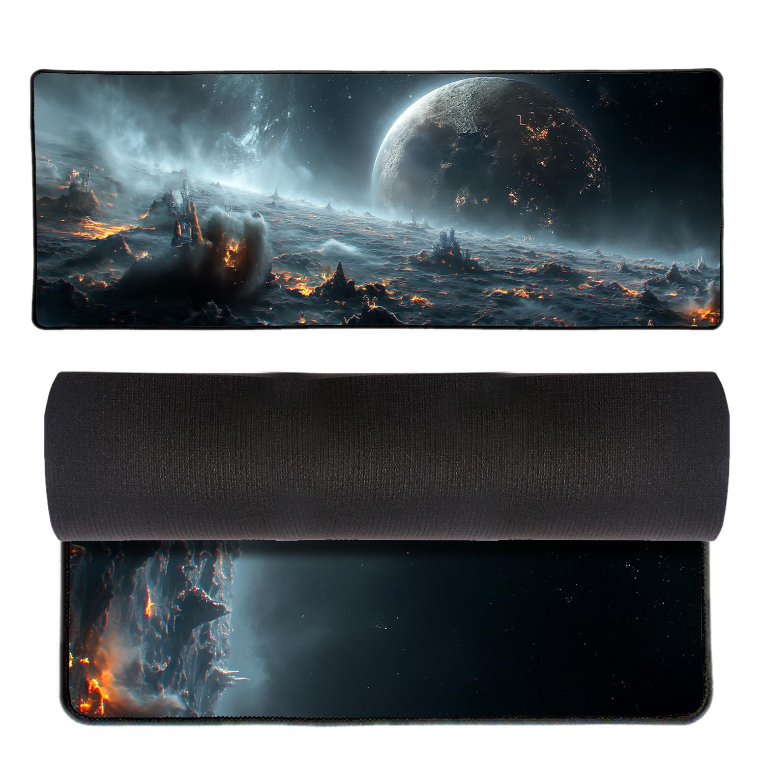 Large Mouse Pad - Anime Gaming Mat - Desk Pad - 3mm Thick Long Non-Slip Rubber Base - Gifts for Him and Men - Gaming Mats (Broken Moon Cityscape)