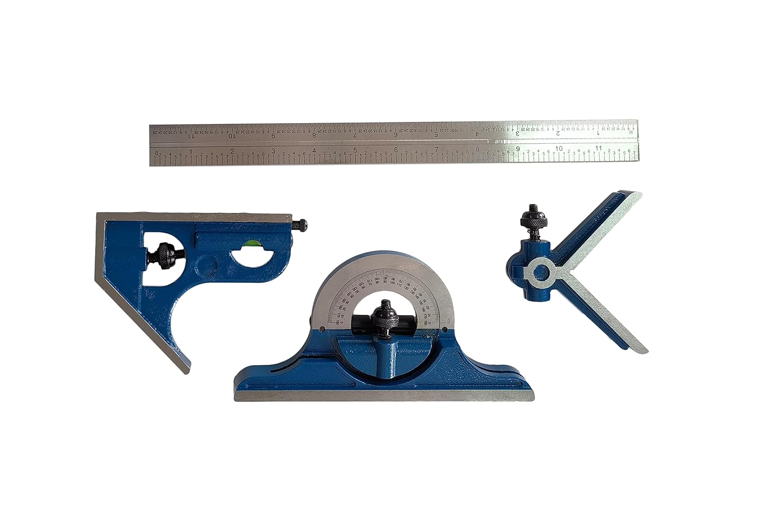 Square Combination 4 Piece Set, 12" Ruler 4R Graduation