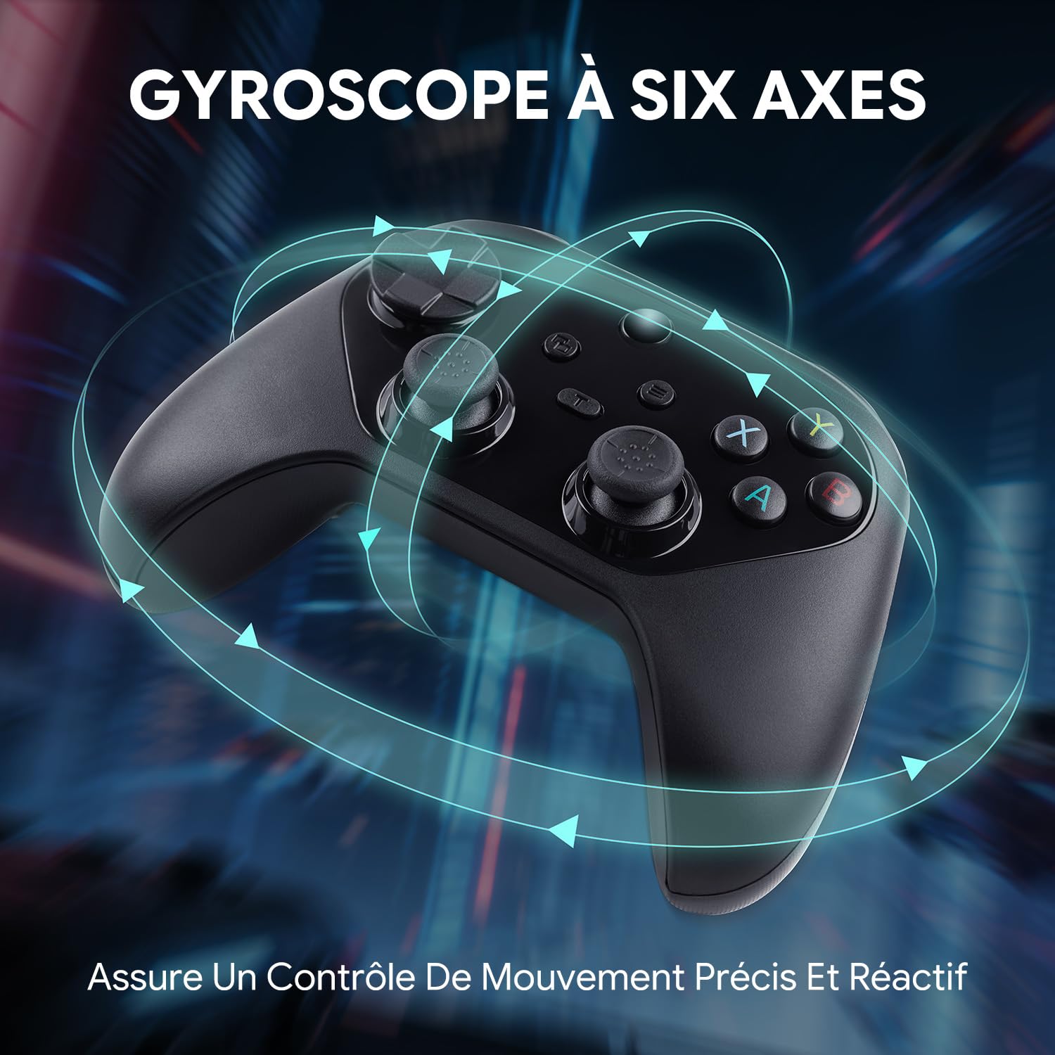 NITHO KARMA Manette Sans Fil Compatible aves Switch, Switch 2, PC Windows, iOS et Android, Gamepad avec Effet Hall, Fonction Macro, Gyroscope 6 Axes, Turbo et Double Vibration - Noir