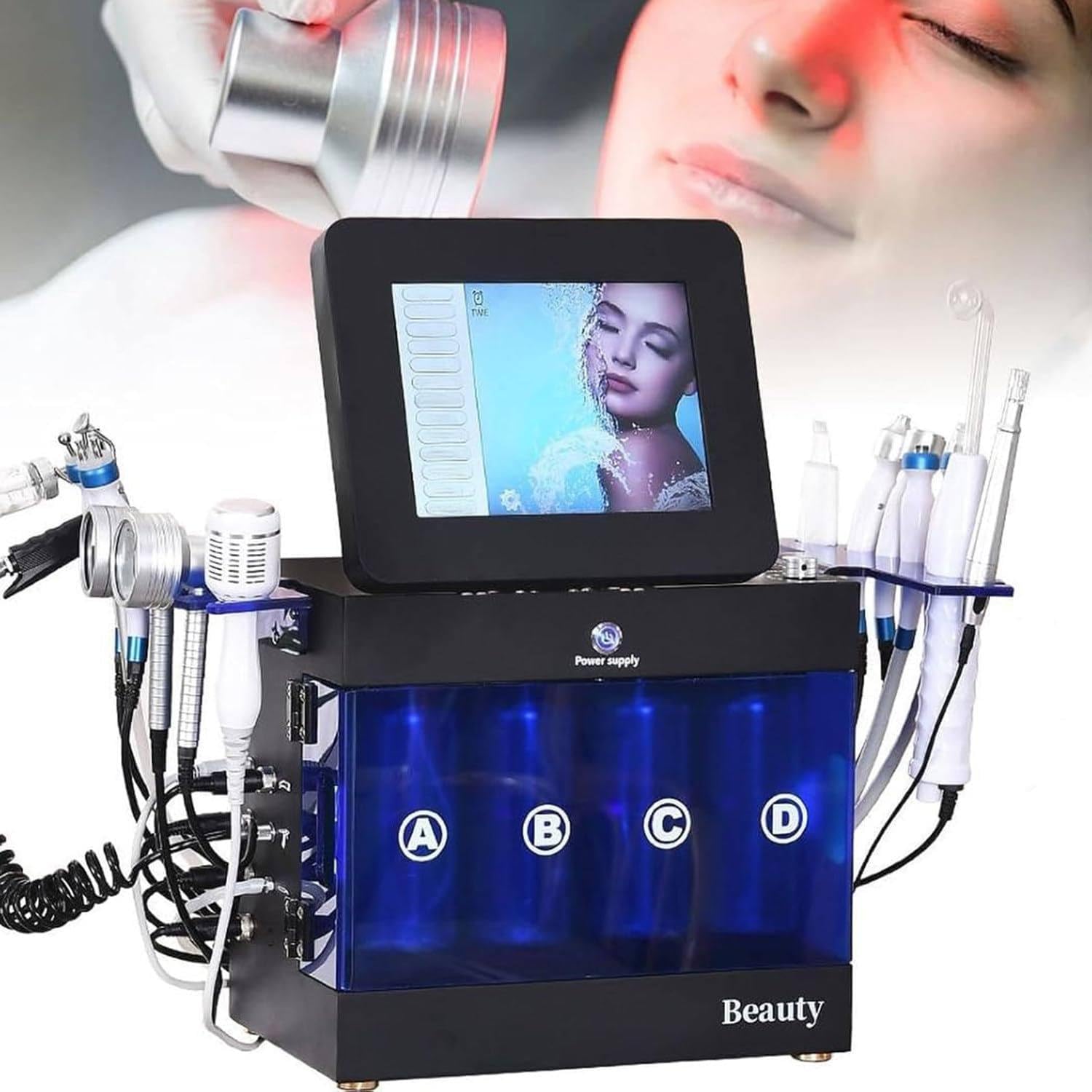 Urządzenie Do Hydradermabrazji Twarzy 14 W 1 | Urządzenie Do Pielęgnacji Skóry Twarzy (Do Salonów) Zapewniające Intensywne Nawilżenie I Wygładzenie Zmarszczek