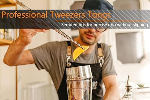 Miniatura 7 de JETKONG Juego de 6 pinzas de cocina de acero inoxidable de 12 y 6.3 pulgadas, pinzas de chef profesionales para cocinar, reparar, mariscos