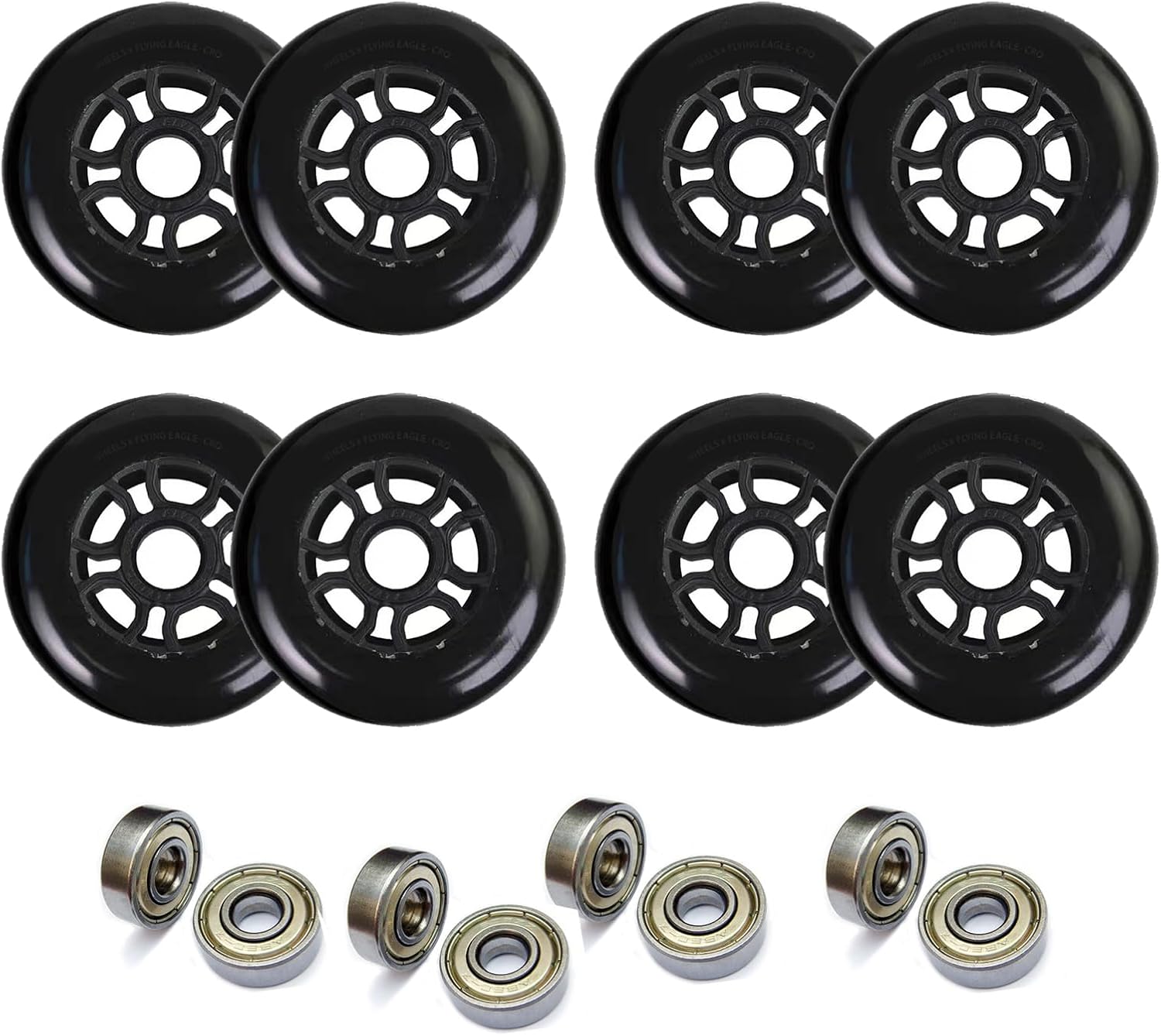 Inline Skate Wheels Outdoor/Indoor 8-Pack Inline Wheels for 86A/88A with Bearings Speed Inline Wheels 90mm 100mm 110mm 125mm Replacement Wheels, Black