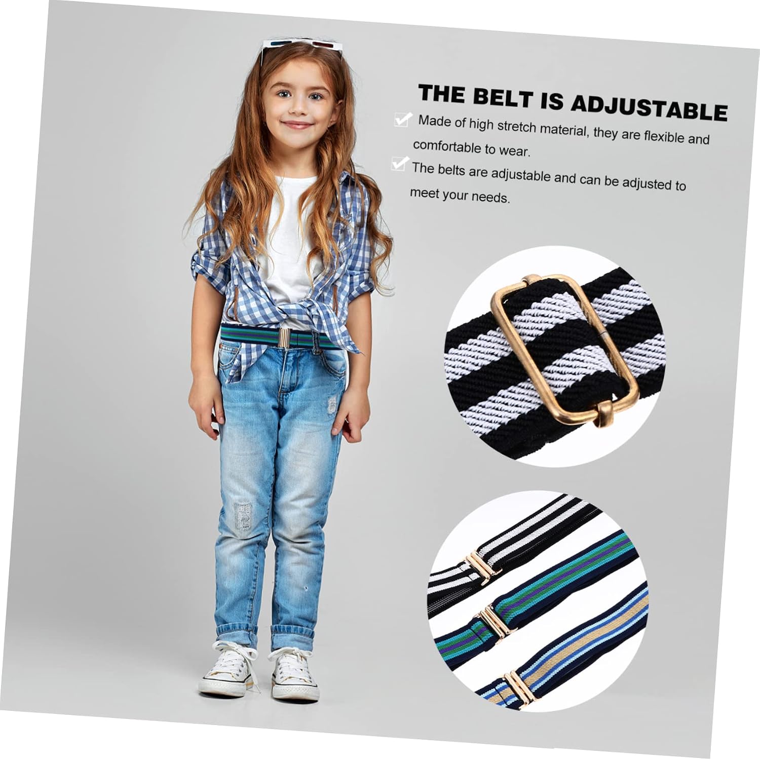 CALLARON 1set Elastic Boys and Girls Belts Practical Buckle Waistbands for Boys Girls Suitable for School Uniforms Casual Wear Random Colors